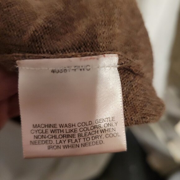 Laura Scott Cardigan Waterfall Open Brown Retro Medium Neutral Earthy Knit BOHO - Picture 8 of 9